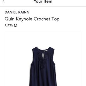Stitch Fix Daniel Rainn Navy Crochet Detail Tank